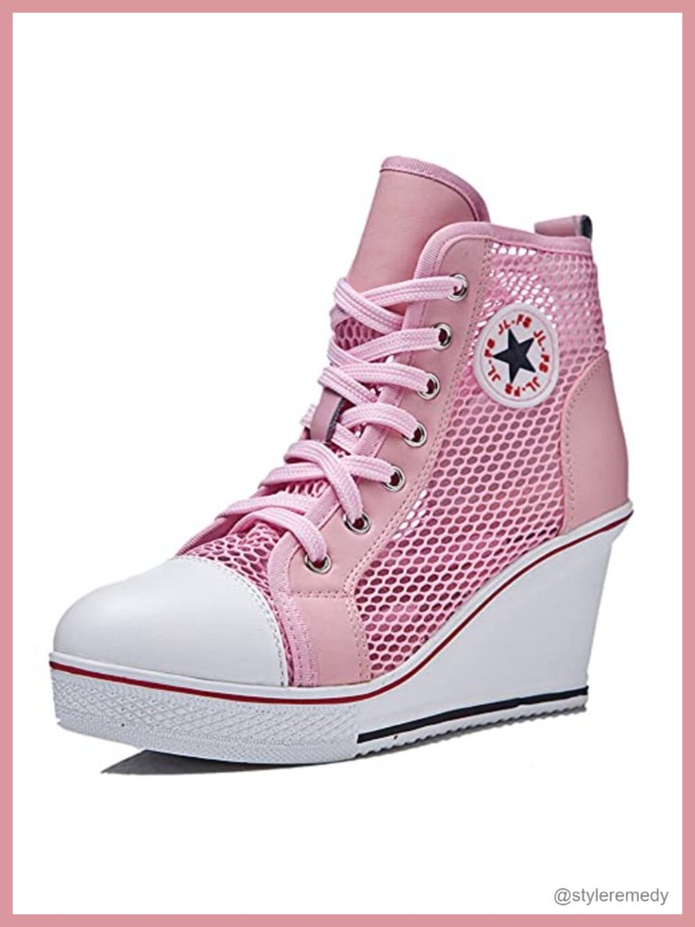 Cattlehide Canvas Platform Wedge Sneakers Lace Up Zip Heel Shoes